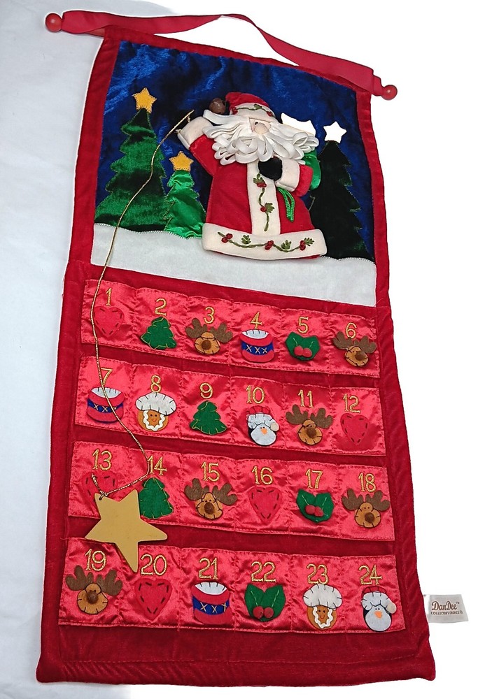 Christmas Advent Calendar Santa Countdown Wall Hanging Dan Dee Velour Star 27.5