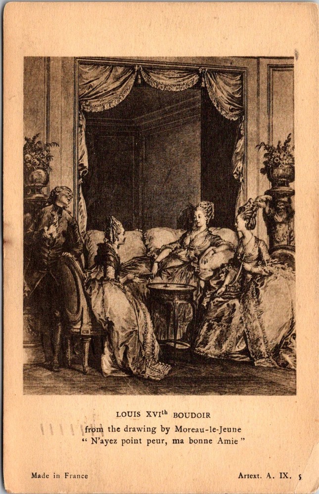 Dr Jim Stamps Louis XVI Boudoir Vintage Postcard Art by Moreau-le-Jeune