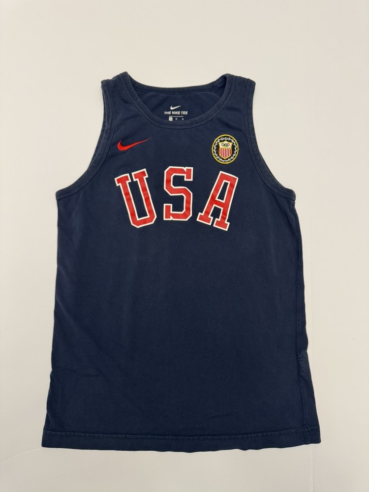 Nike Team USA Youth Medium Navy Blue Tank Top 100% Cotton
