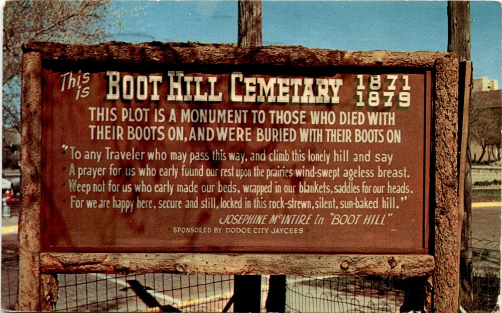BOOT HILL CEMETARY, 1873, DODGE CITY, KANSAS Postcard