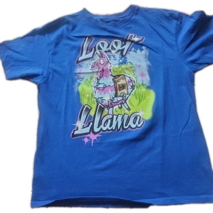 Fortnite Shirt Boys XX Large 14-16 Loot Llama Short Sleeve Blue T-Shirt Tee