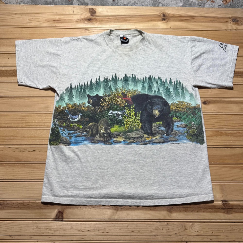 Vintage 1993 Black Bear Nature Wildlife Cherokee North Carolina Graphic Shirt XL