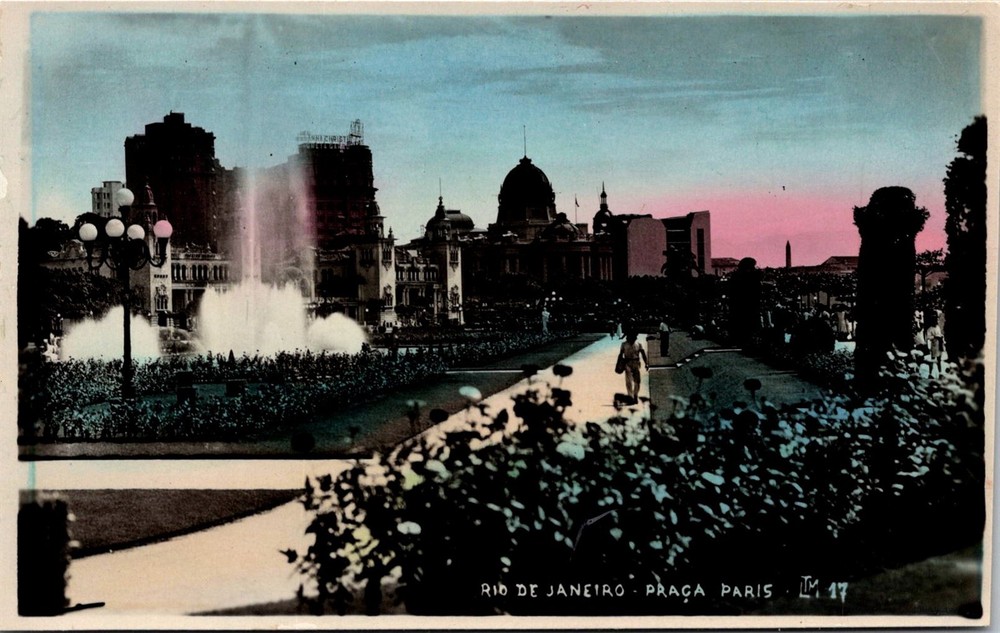 Dr Jim Stamps Postcard Rio De Janeiro Praca Paris Colored Real Photo
