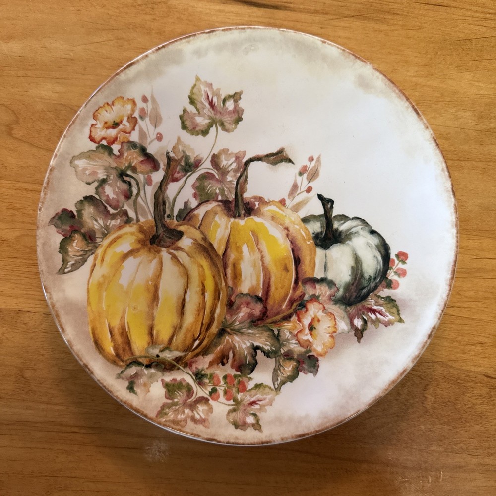 Pier 1 Imports Harvest Blessing Pumpkin Earthenware 9 inch Dinner Plate
