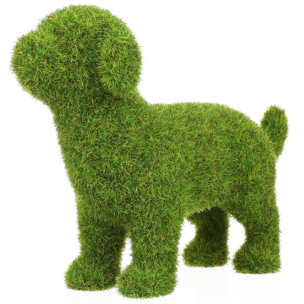 Dog Yard Sculpture Garden Puppy Statue Dog Figure Faux Green Moss
