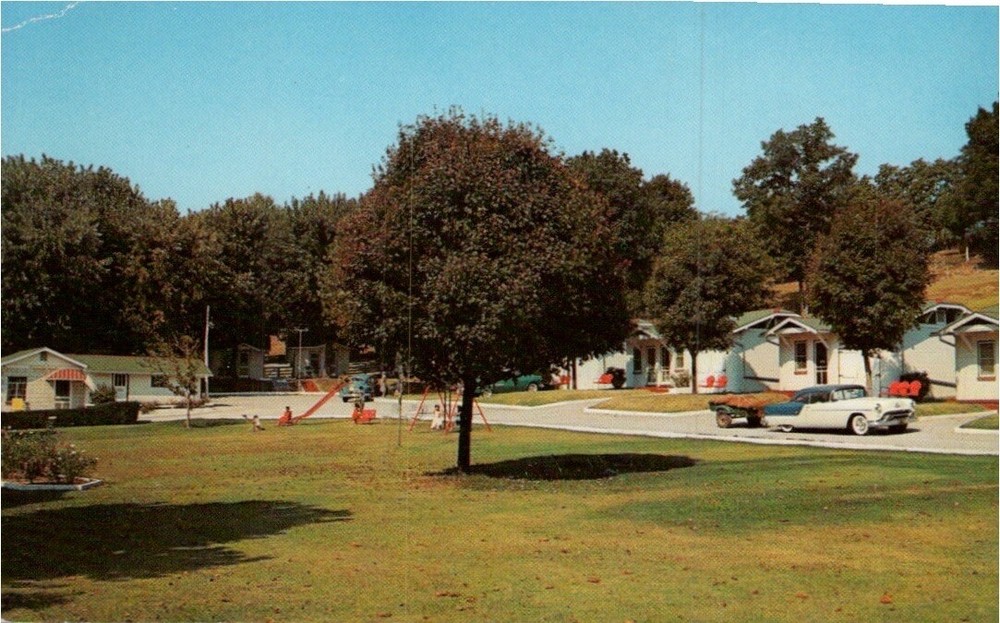 Lees Motel Restaurant Nashville TN Swings Playground c1950s roadside postcard