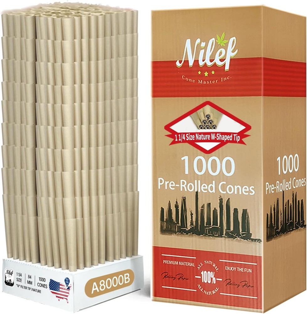 Sustainably Sourced Natural Brown Pre-Rolled Cones - 1000 Count for Easy Use
