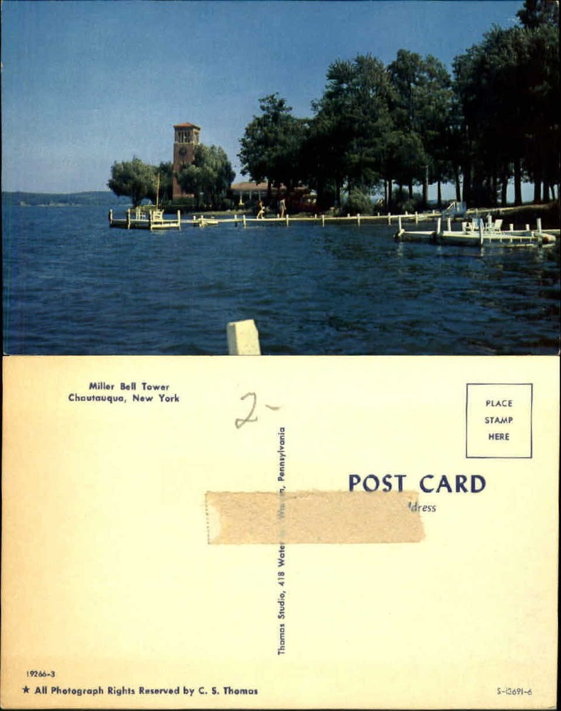 Miller Bell Tower Chautauqua NY vintage 1960s postcard