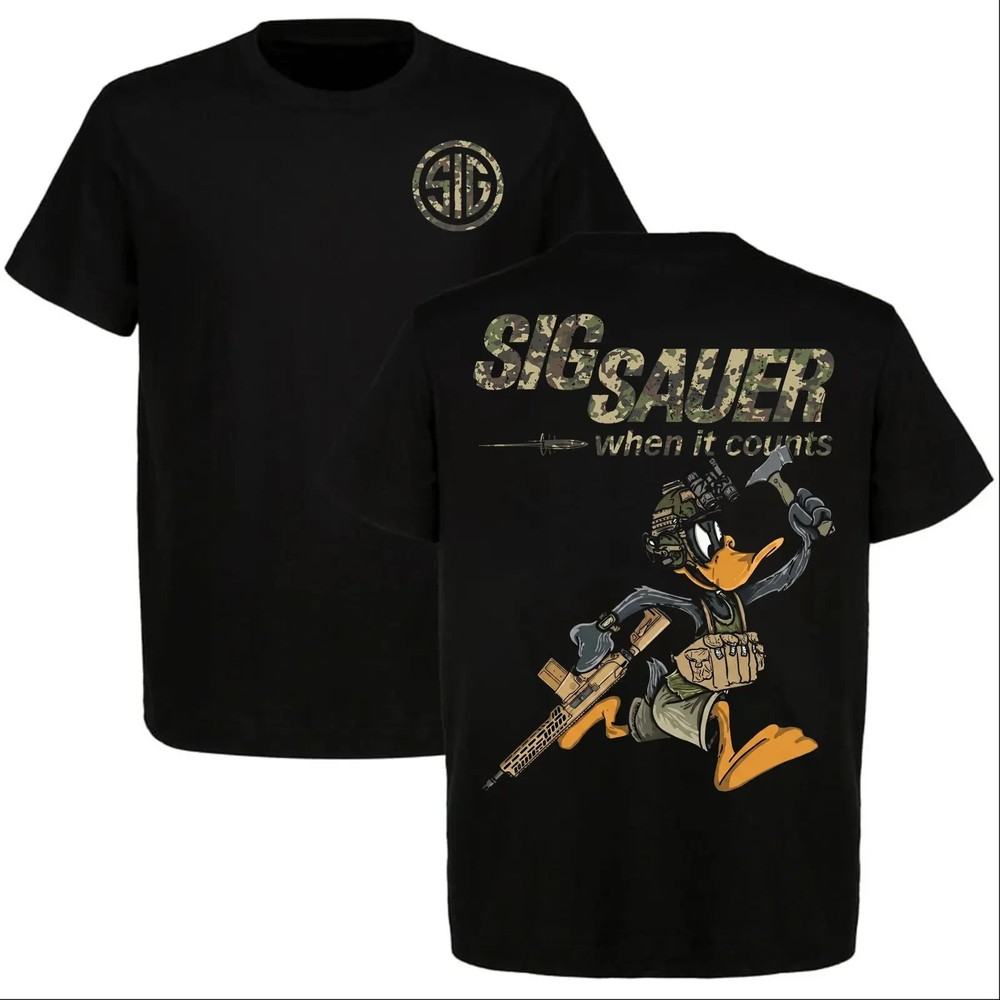 Sig Sauer Tactical Duck Graphic T-Shirt, When It Counts 2A Gun Enthusiast Tee
