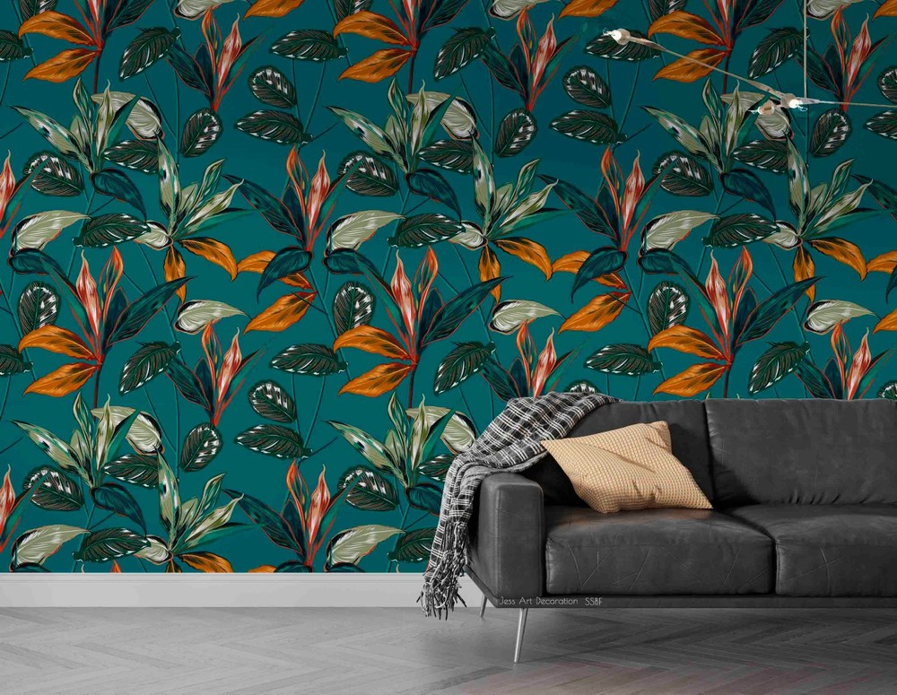 3D Baroque Style Leaves Pattern Wall Murals Wallpaper Murals Wall Sticker