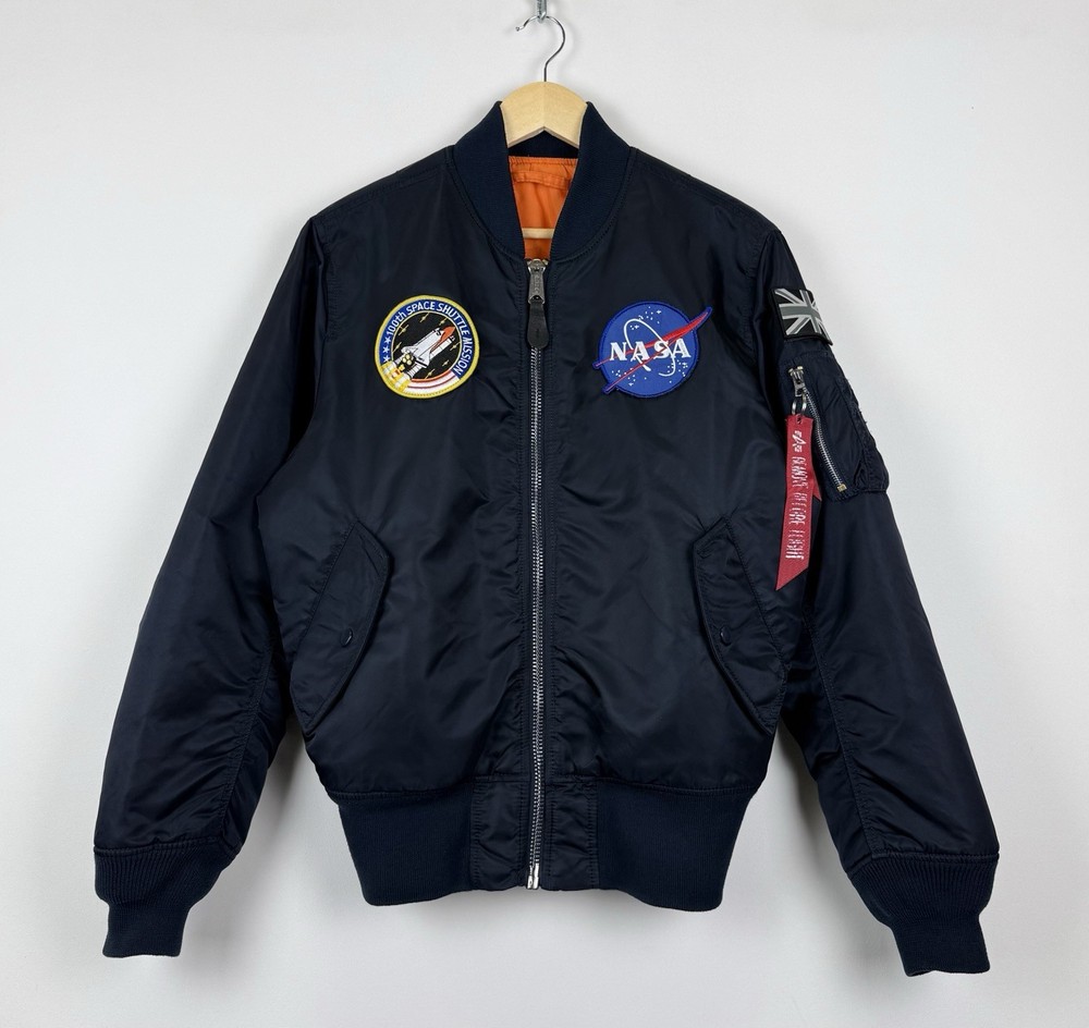 Alpha industries MA-1 VF NASA Flyer’s Bomber Jacket Men’s Size M Navy Blue Top
