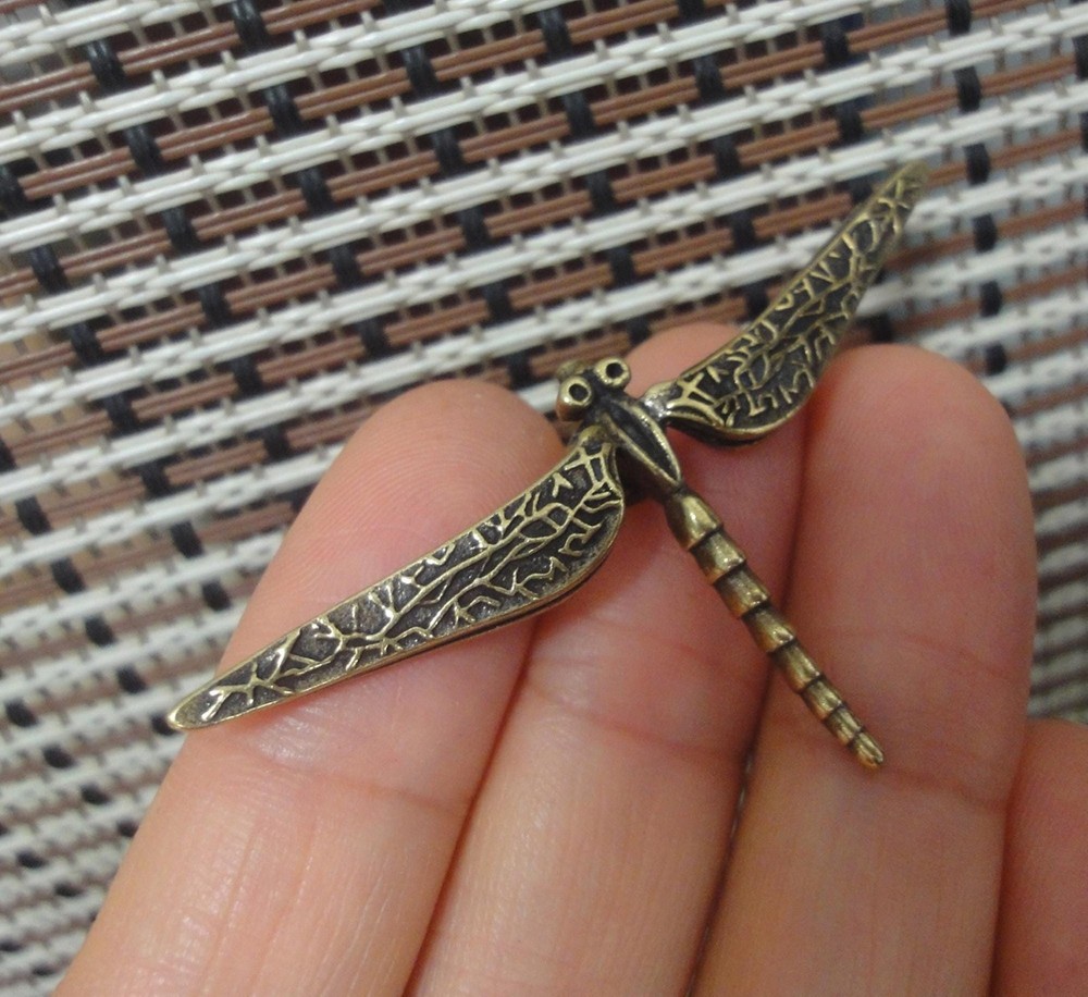 Vintage Style Knick Knacks Solid Brass Small Dragonfly Figurine Statue