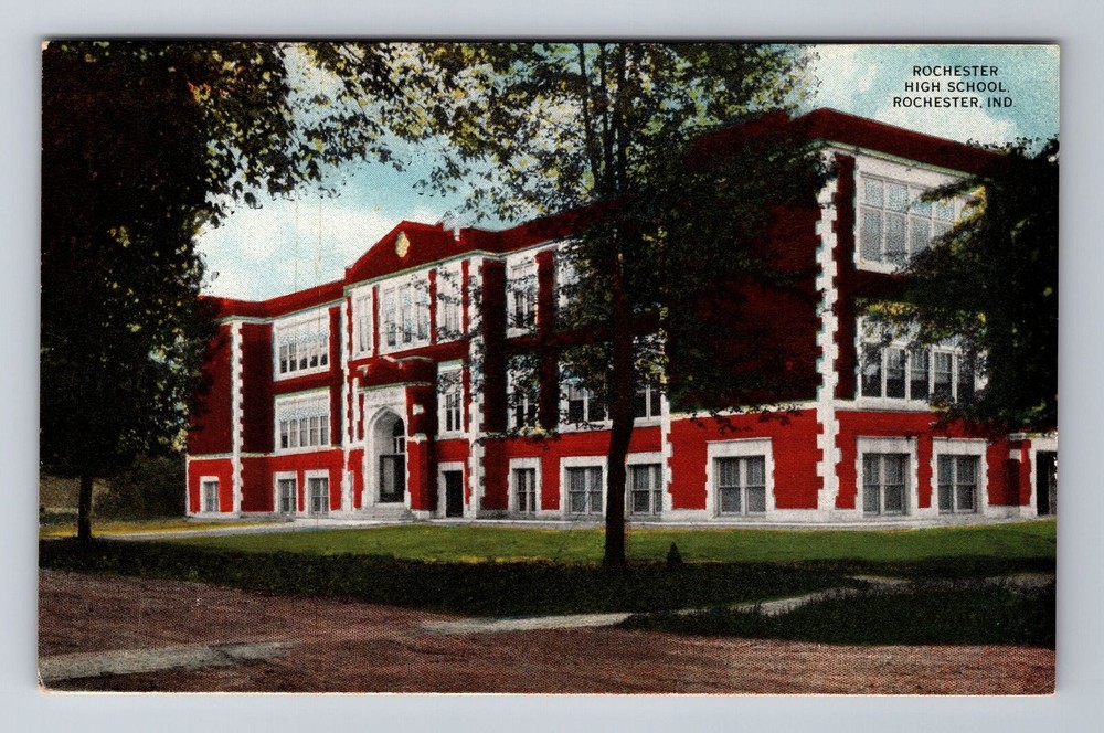Rochester IN-Indiana, Rochester High School, Antique Vintage Souvenir Postcard