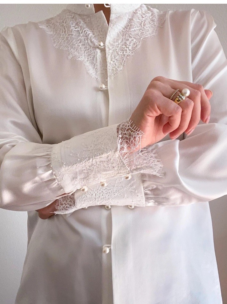 LILYSILK X MIM Lace Silk Blouse size XXL