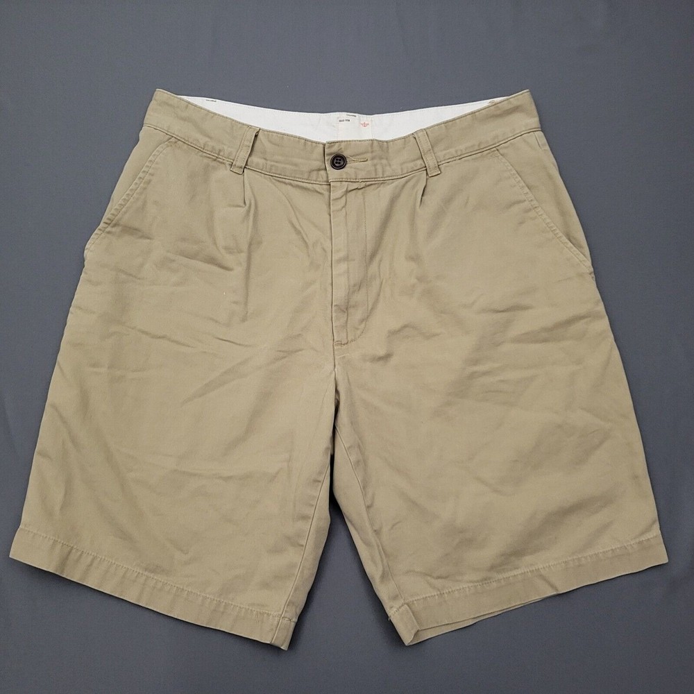 Dockers Khaki Diem Mens Pleated Chino Shorts Tan Beige Cotton Size 32
