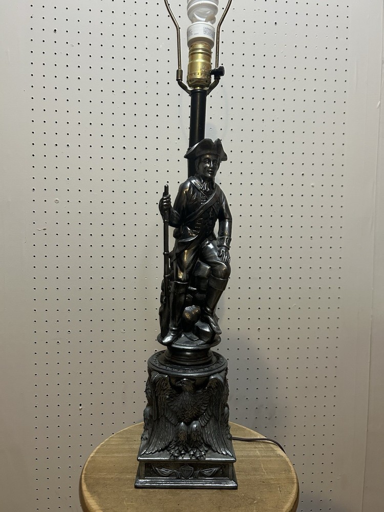 Vintage Revolutionary War Soldier Table Lamp Eagle Base 33” Tall