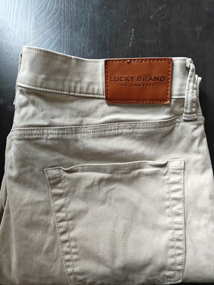 Lucky Brand Pants Mens 33x32 Beige 410 Athletic Slim Stretch Low Rise Meas 33x30