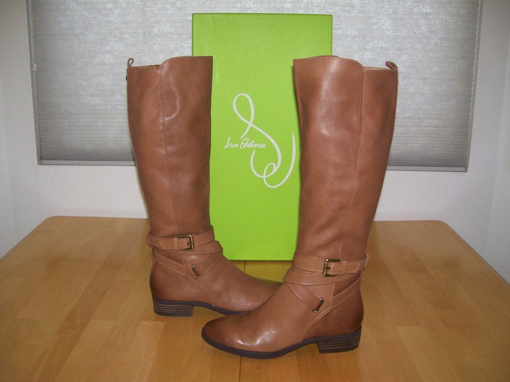 New Sam Edelman Pansy Whiskey Brown Leather Riding Boots Women’s Size 7 Brand New in Box