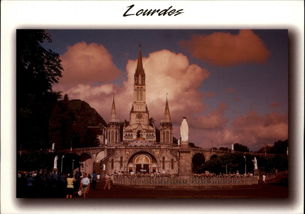 Basilica Lourdes France vintage postcard b209