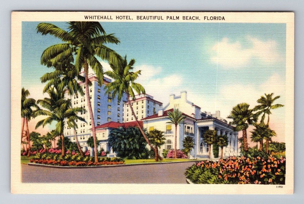 Palm Beach FL-Florida, Whitehall Hotel, Advertising, Vintage Souvenir Postcard