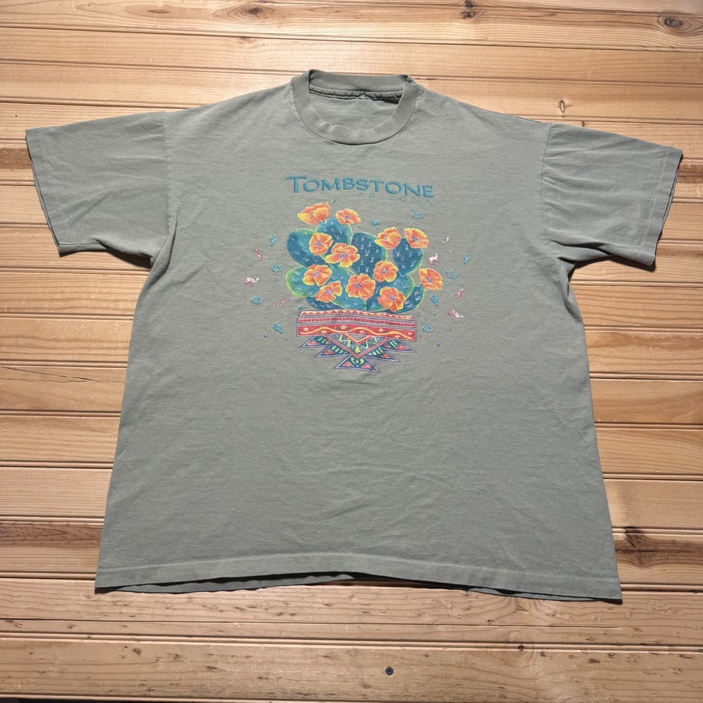 Vintage 90s Tombstone Arizona Cactus Southwestern Puff Print T-Shirt - Large