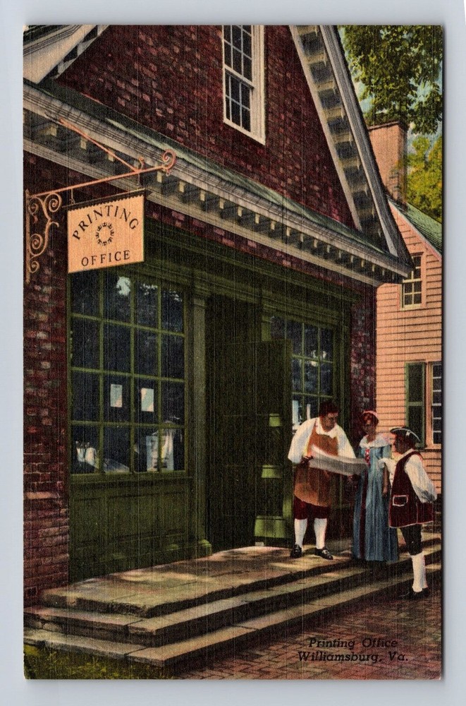 Williamsburg VA-Virginia, Printing Office, Antique Vintage Souvenir Postcard
