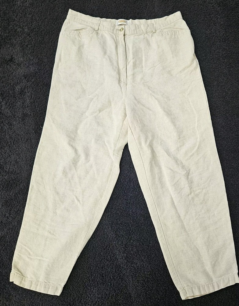 Talbots Pantalones 16 Irlandeses Mezcla de Lino Abuela Costera Ligero Cápsula Armario-image