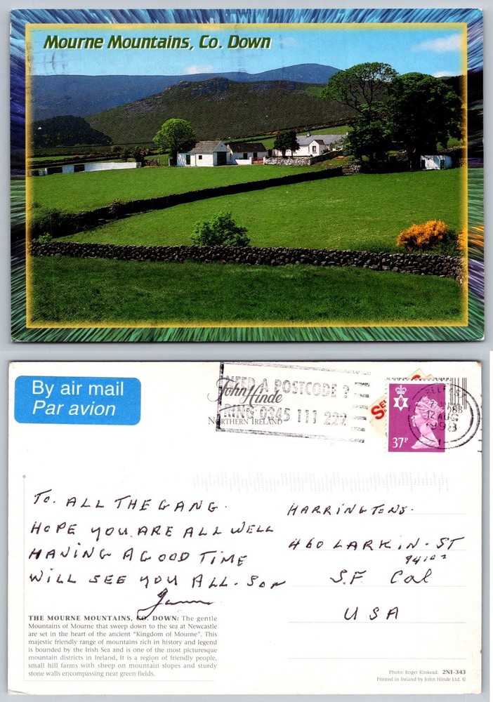 Mourne Mountains Co Down Ireland Postcard John Hinde 1988 Vintage Travel