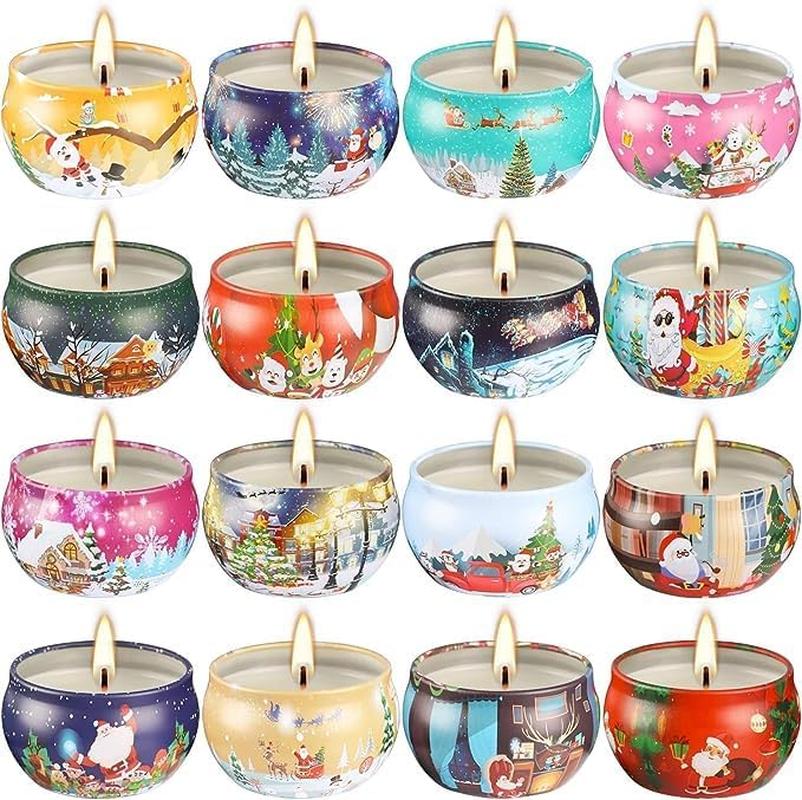 16 Pack Christmas Scented Candles Gift Set 2.5Oz Strong Fragrance Jar Candles Na