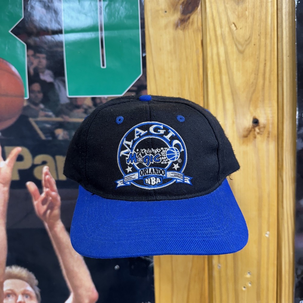 Vintage Orlando Magic Hat Cap Snap Back Black Blue NBA Basketball Mens 90s
