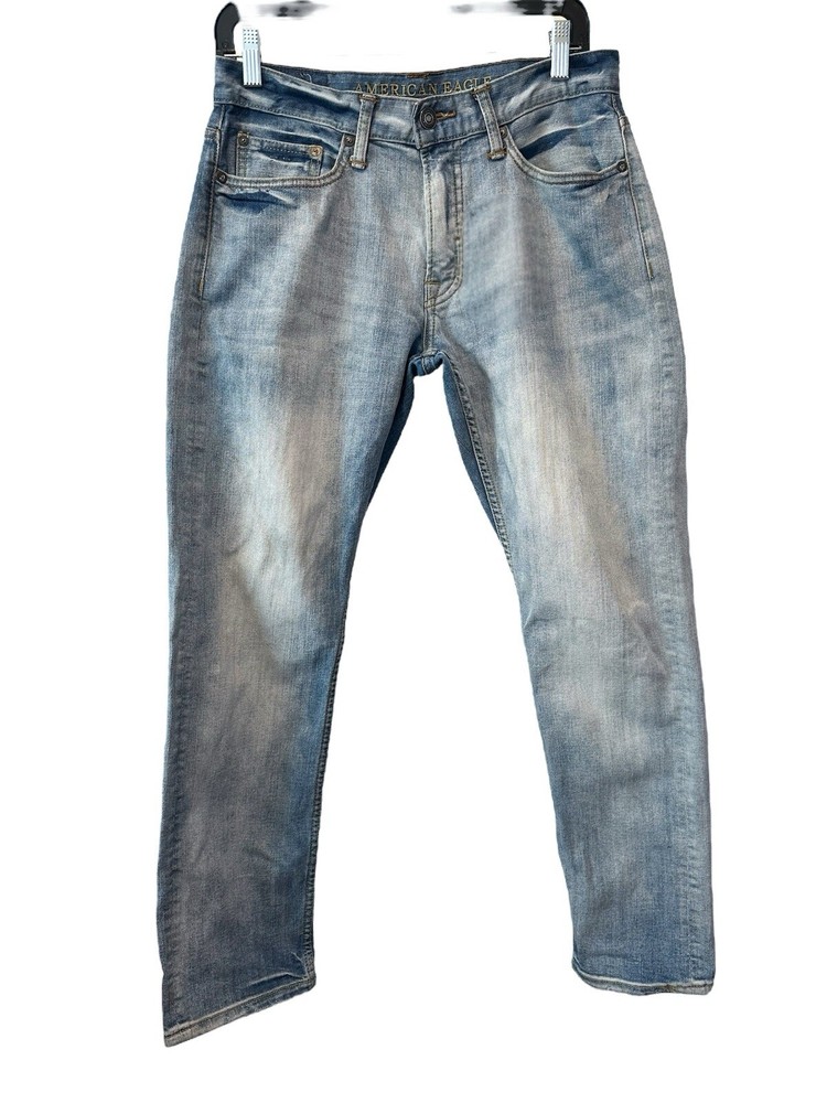 American Eagle Jeans Mens 30 x 29 Slim Fit Blue Light Wash Core Flex y2k Plain