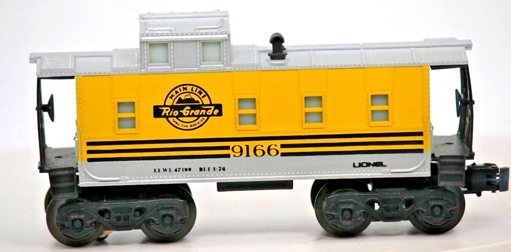 Lionel O Scale Rio Grande Caboose Item 6-9166 1:48 Gauge Three Rail Yellow