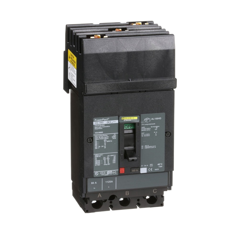 Square D HGA36060 Circuit Breaker - MCCB 60A 3P 600VAC 18kA