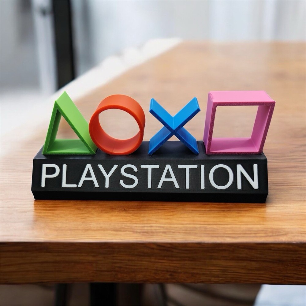 PlayStation Controller Button Symbols Desk Display Sign Gaming Decor PS Logo