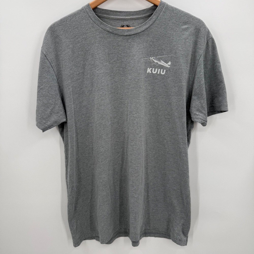 KUIU Mens Large Ultralight Hunting Bush Plane Graphic T-Shirt Heather Grey