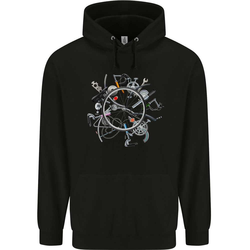 Bicycle Parts Cycling Cyclist Cycle Bicycle Mens 80% Cotton Hoodie