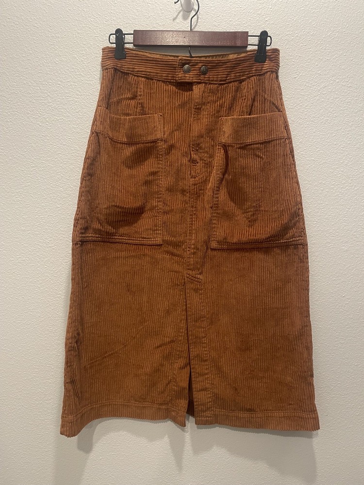 Gap Corduroy Women’s Size 8 Brown Pencil Skirt Pockets Button NWT