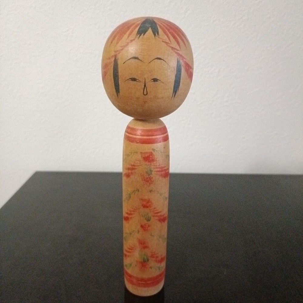 Showa Retro Togatta Kokeshi Doll Signed Vintage Traditional Art 8-inch