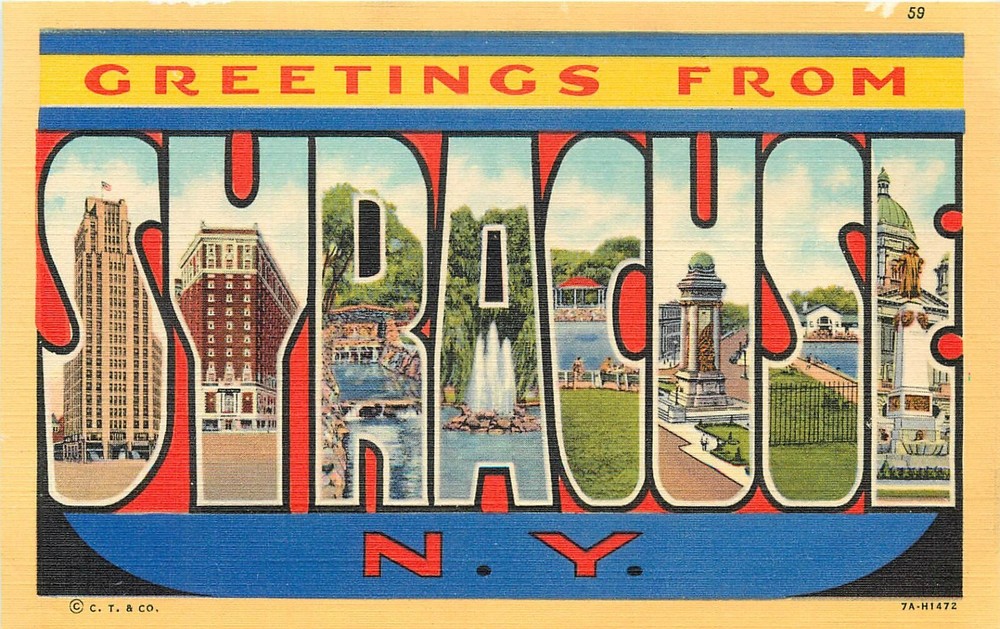 Greetings from Syracuse NY New York block letters Postcard