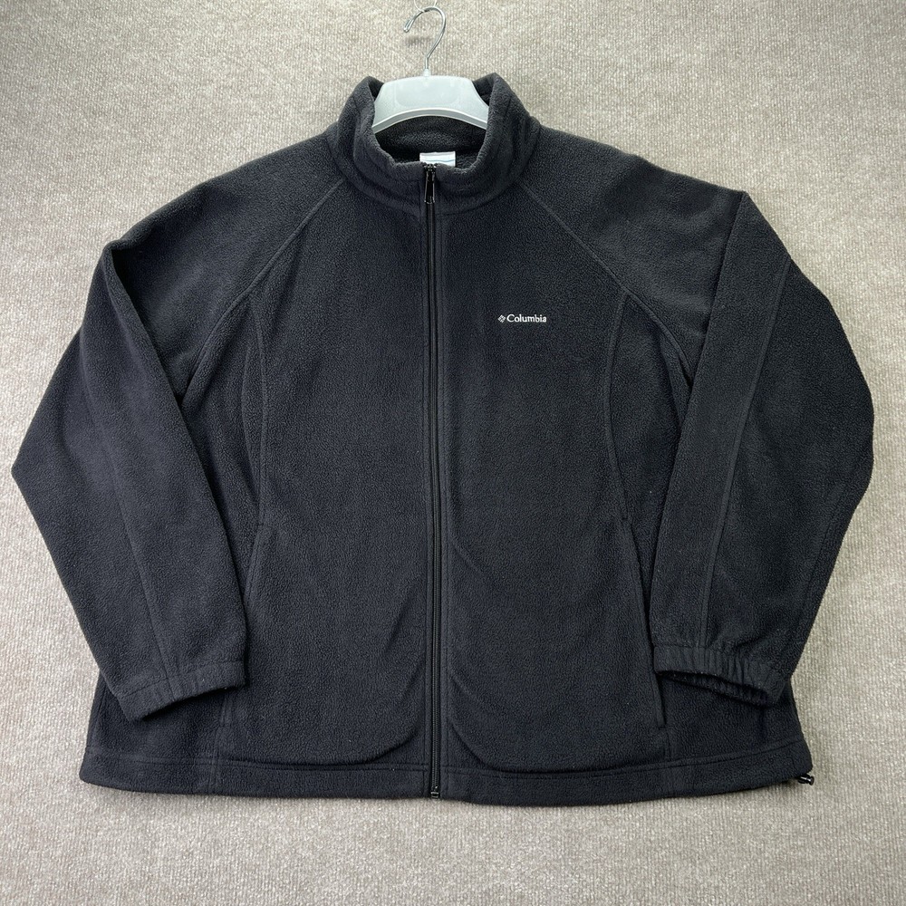 Columbia Womens Benton Springs Full Zip Fleece Jacket 3X Black 1372112
