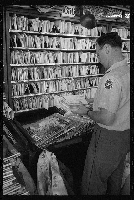 Photo:New York NY 1957 Post Office Mail Sorter Worker
