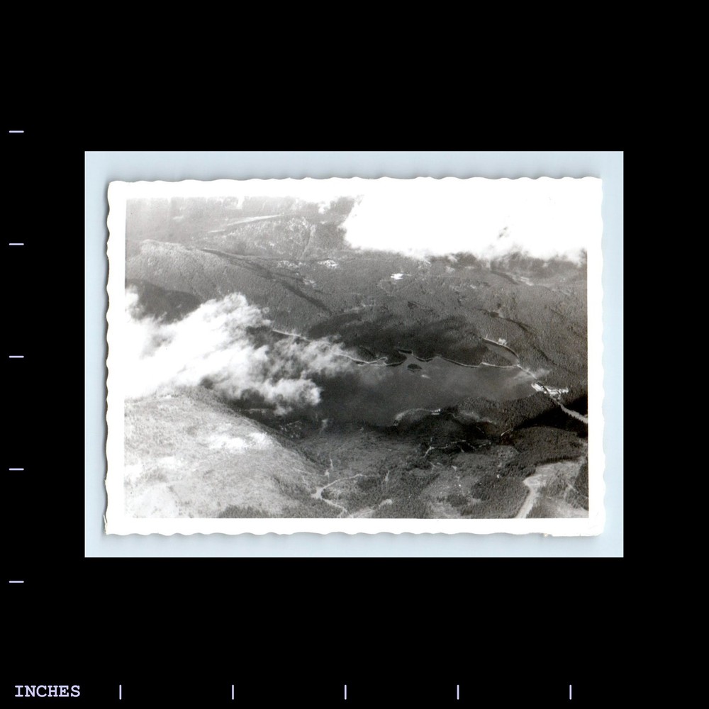 Old Vintage Photo AERIAL VIEW MOUNTAIN LANDSCAPE LAKE CLOUDS