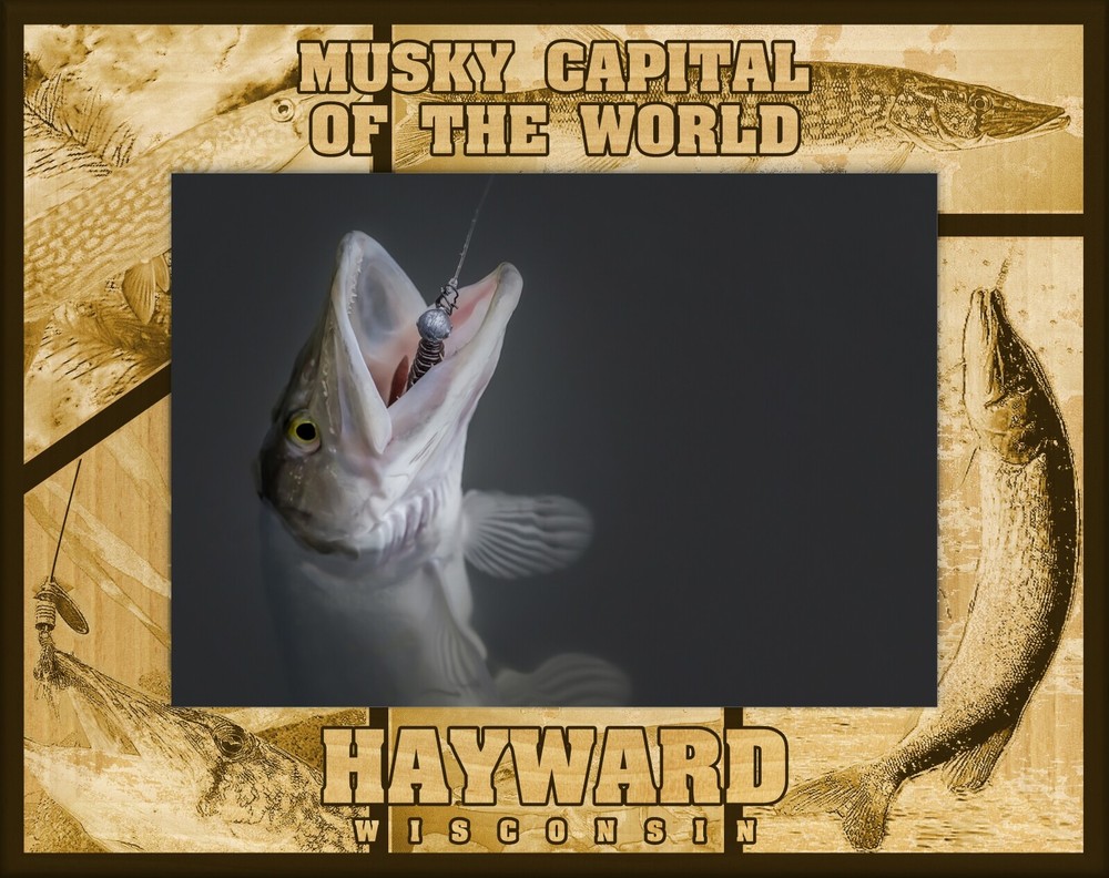 Musky Capital of the World Hayward Wisconsin Laser Engraved Wood Frame (4 x 6)