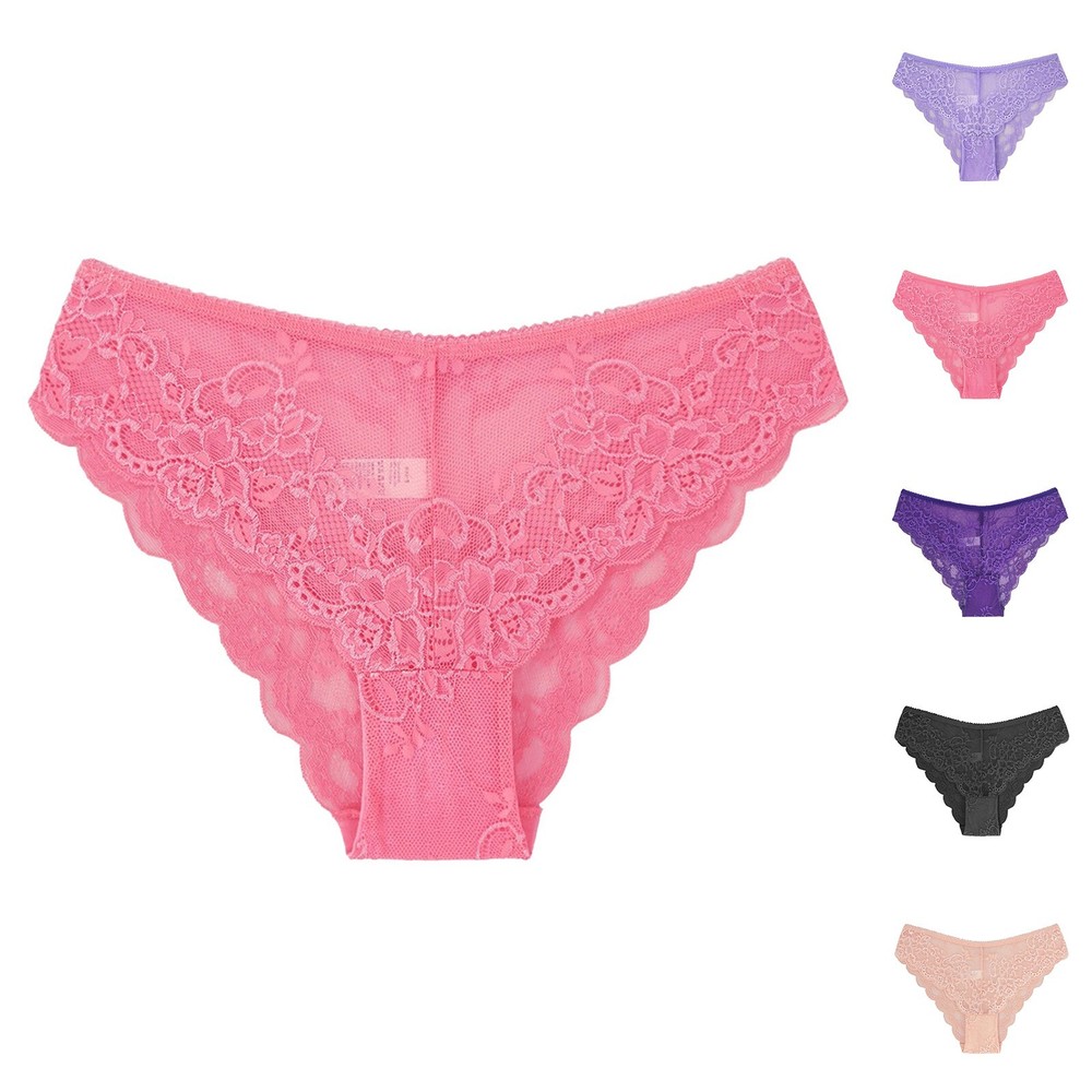 Lace Panties for Women Sexy Hollow Out Silk Satin Underwear Low Waist Soft Ladie