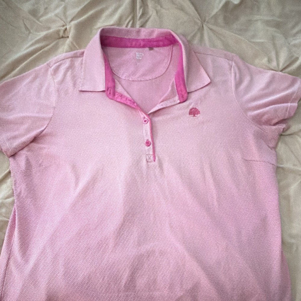 EP New York Pink White Herringbone Piqué Polo Shirt Collared Short Sleeve XL
