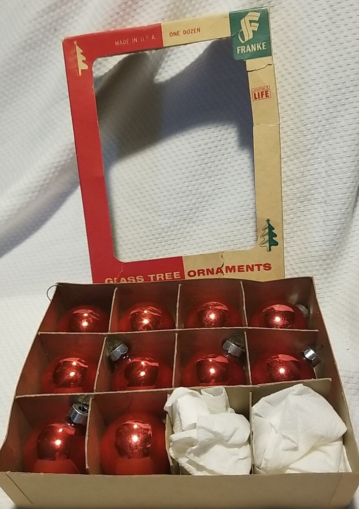 Vintage Franke & Sons Baltimore USA Red Christmas Ornament Hangers 1 3/4 Inch Box Set of 10