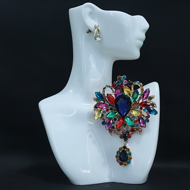 Colored Glass Large Glass Brooch Crystal Glass Brooch Flower Pin Accessories