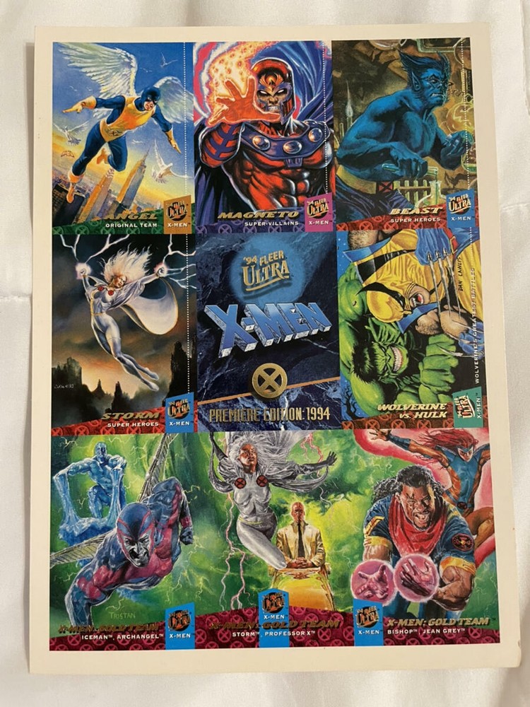 Marvel Comics Promo Card XMEN 1994 Limited Edition Uncut Sheet Wolverine Storm