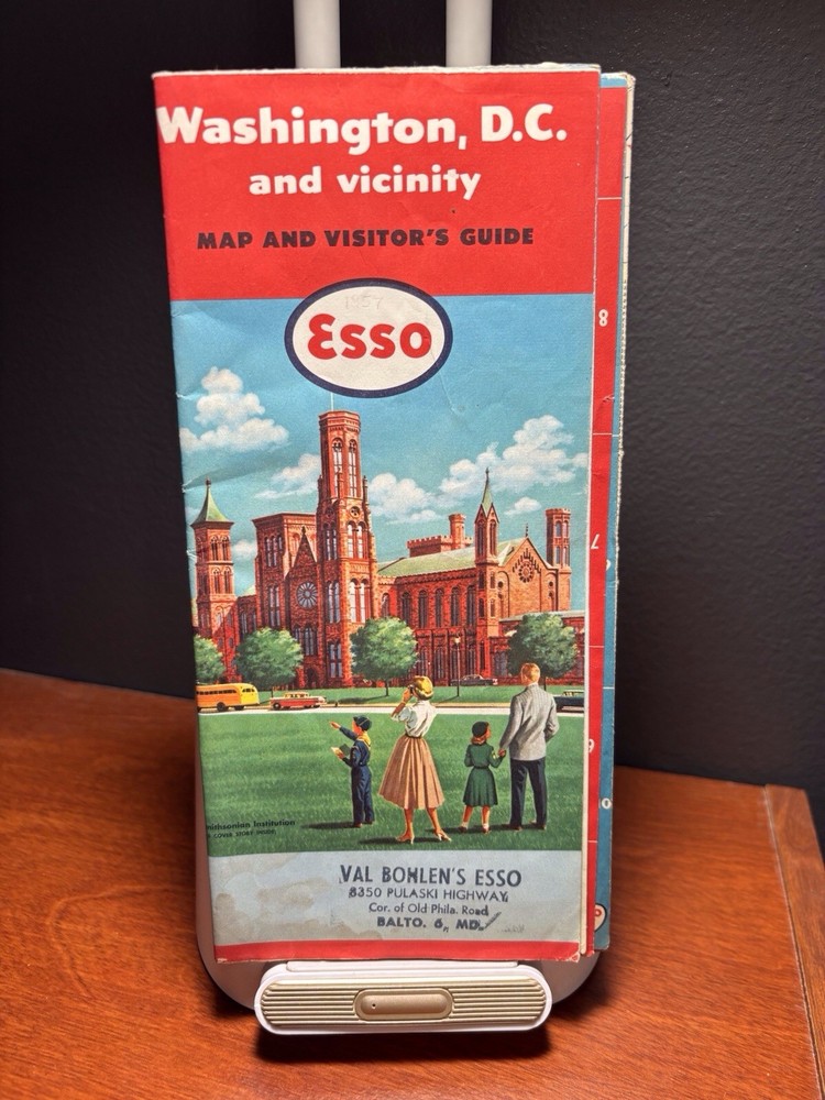 Washington DC And Vicinity Map Vintage 1958, ESSO Oil Co