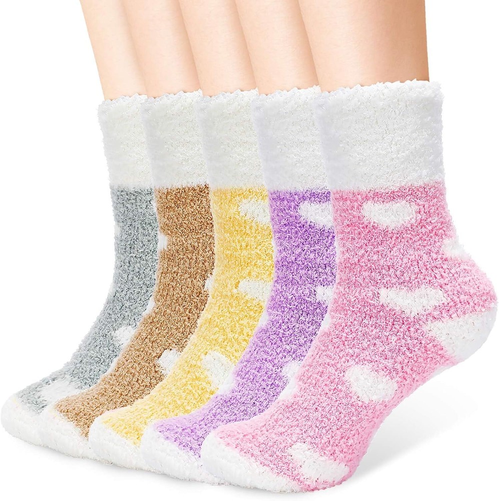 Thermal Winter Womens Socks, 5 Pairs Wool Warm Knitting Ladies Socks, Nordic